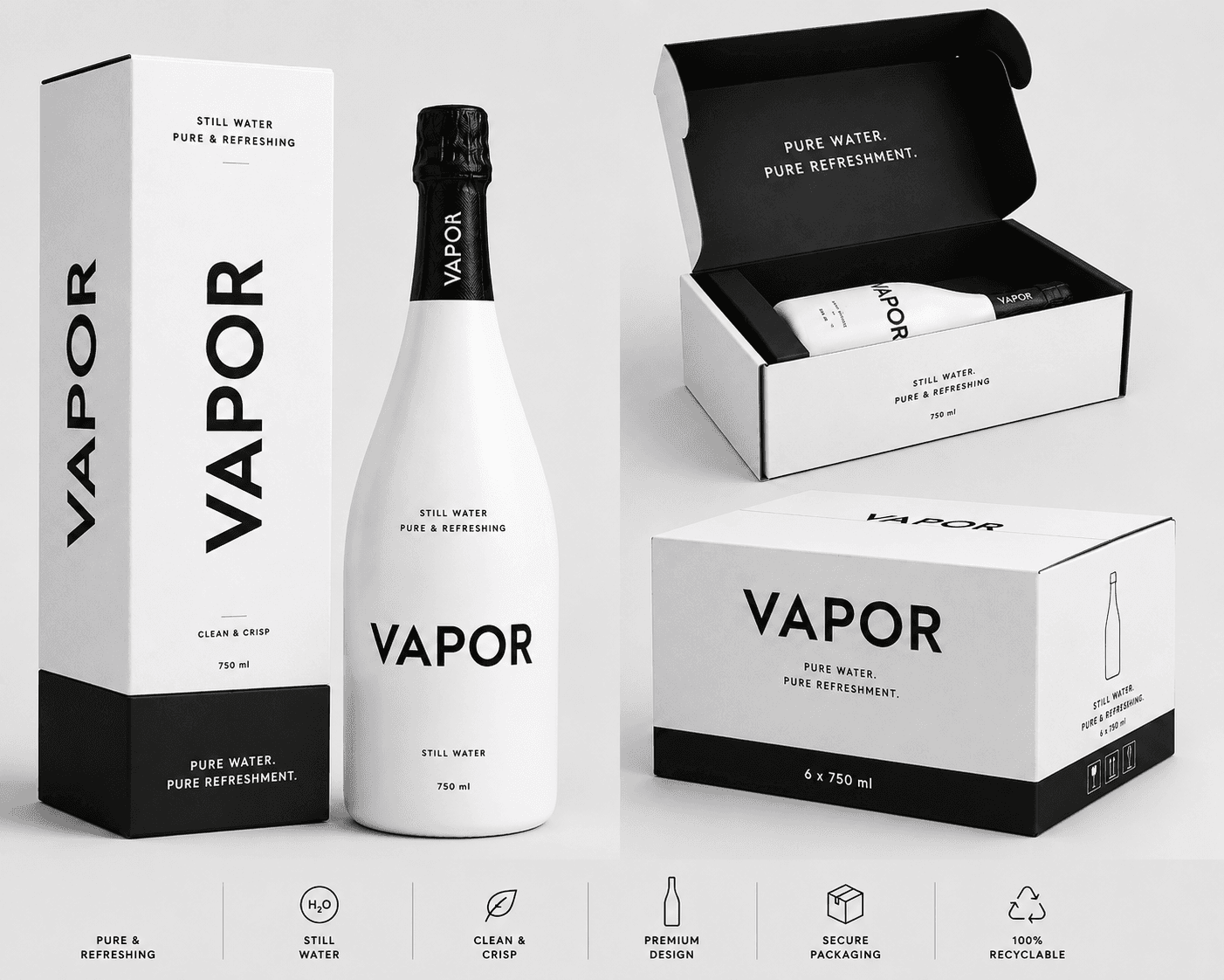 Pure water being poured - VAPOR hydration